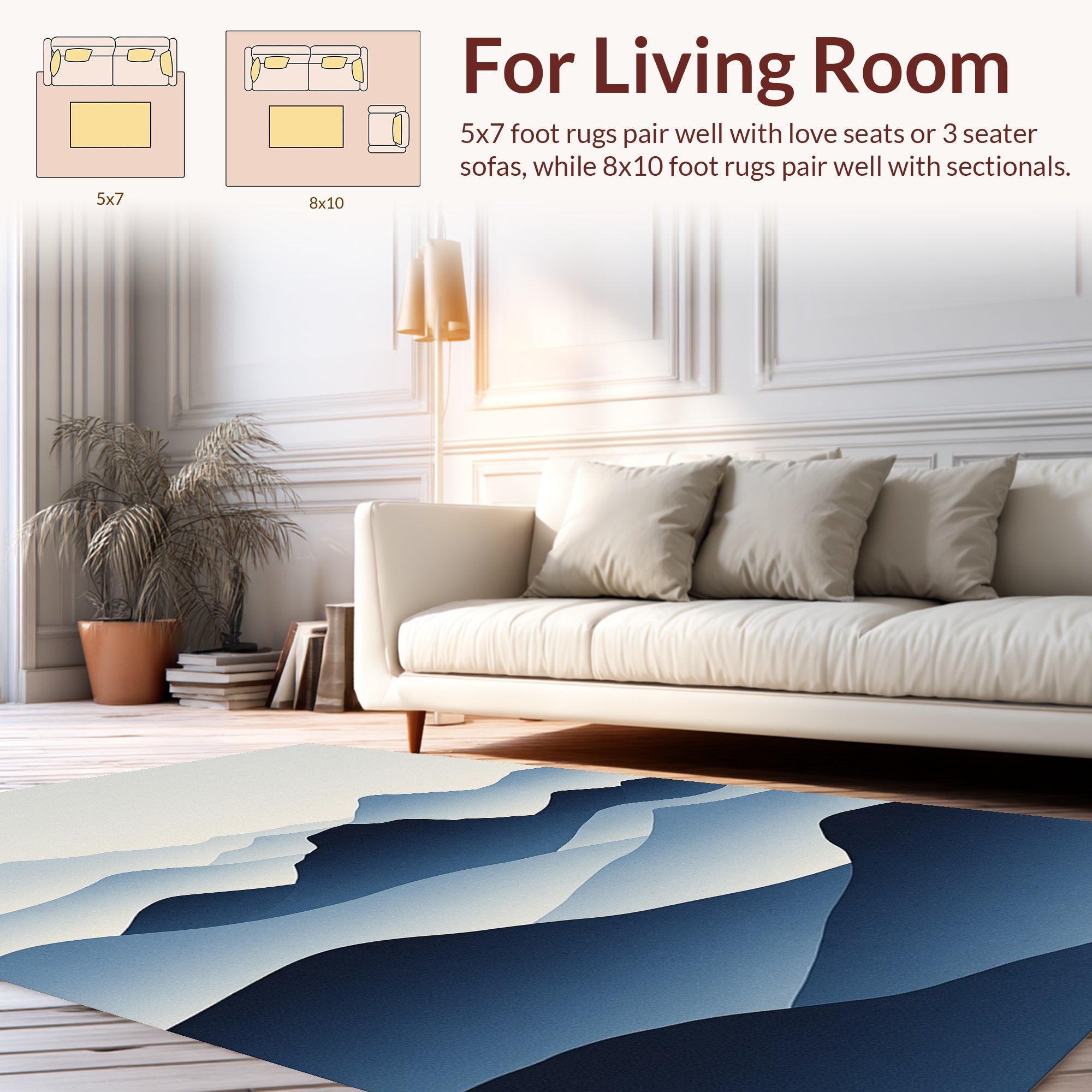Abstract Blue Mountain Layers Rug