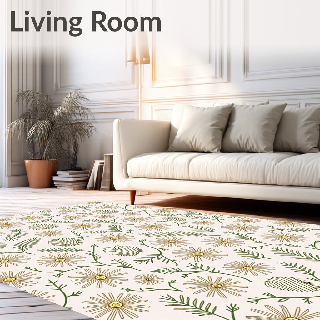Daisy And Fern Pattern Rug