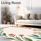 Pink Blossom Leaf Garden Pattern Rug