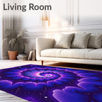 Vibrant Violet Swirl Fractal Pattern Rug