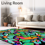 Vibrant Tropical Birds and Flowers Jungle Rug