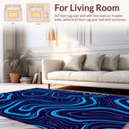 Abstract Blue Swirls Topographic Pattern Rug