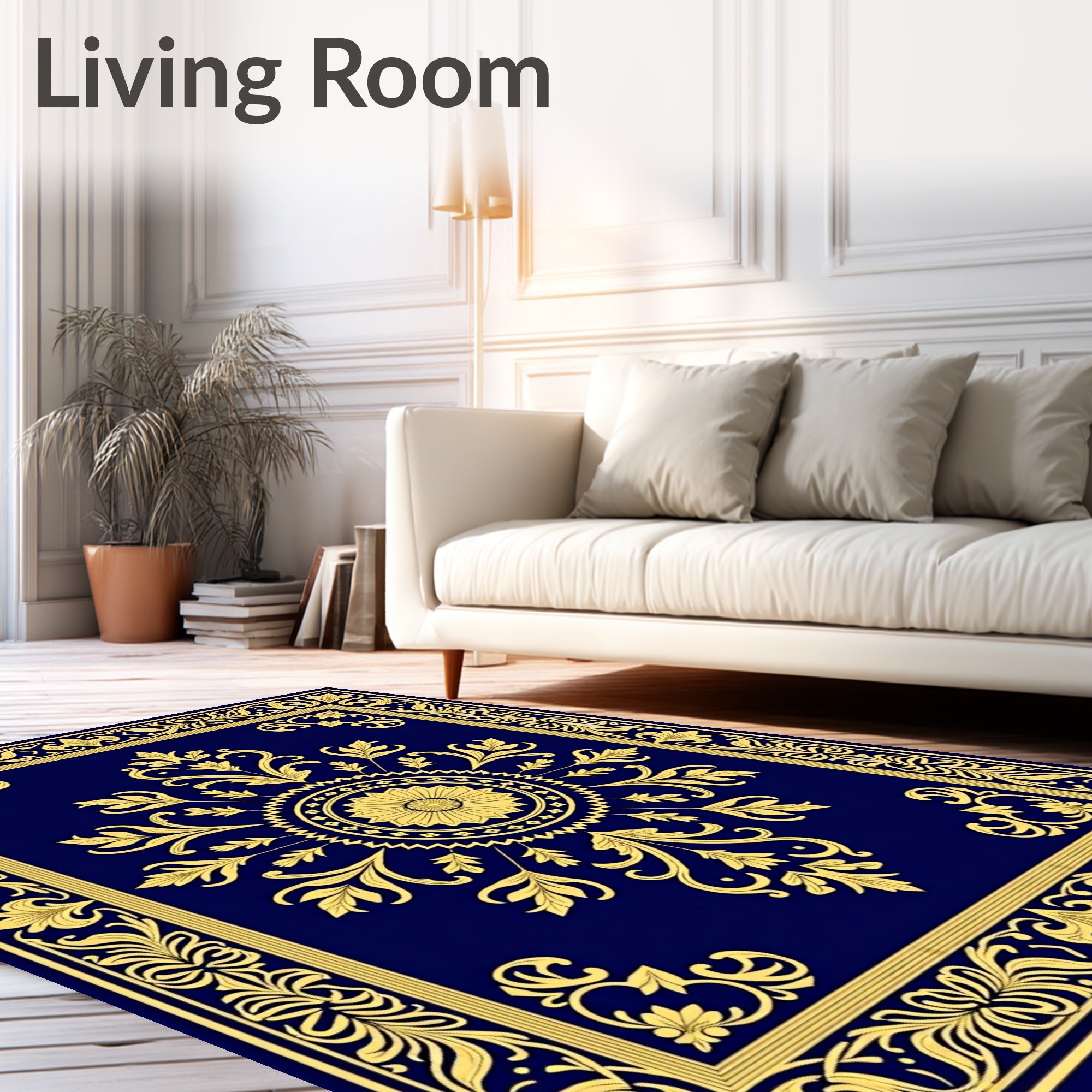 Antique Golden Floral Medallion Rug