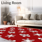Red Snowflake Pattern Design Rug