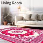 Bold Pink Floral Mandala Style Rug