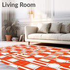 Bold Red Graphic Geometric Pattern Rug