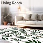Green Leafy Branch Pattern Design Rug