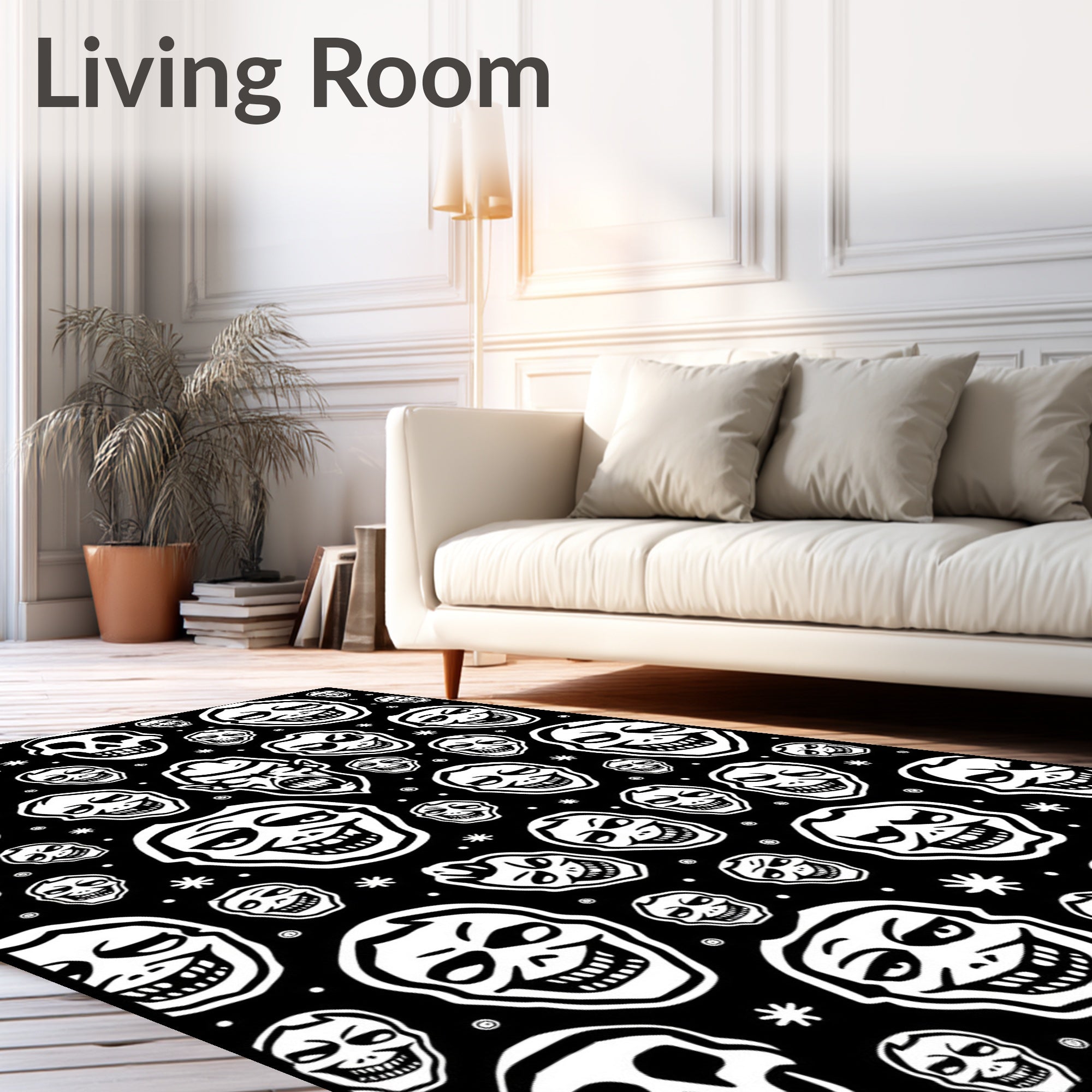 Grotesque Skull Graphic Pattern Rug