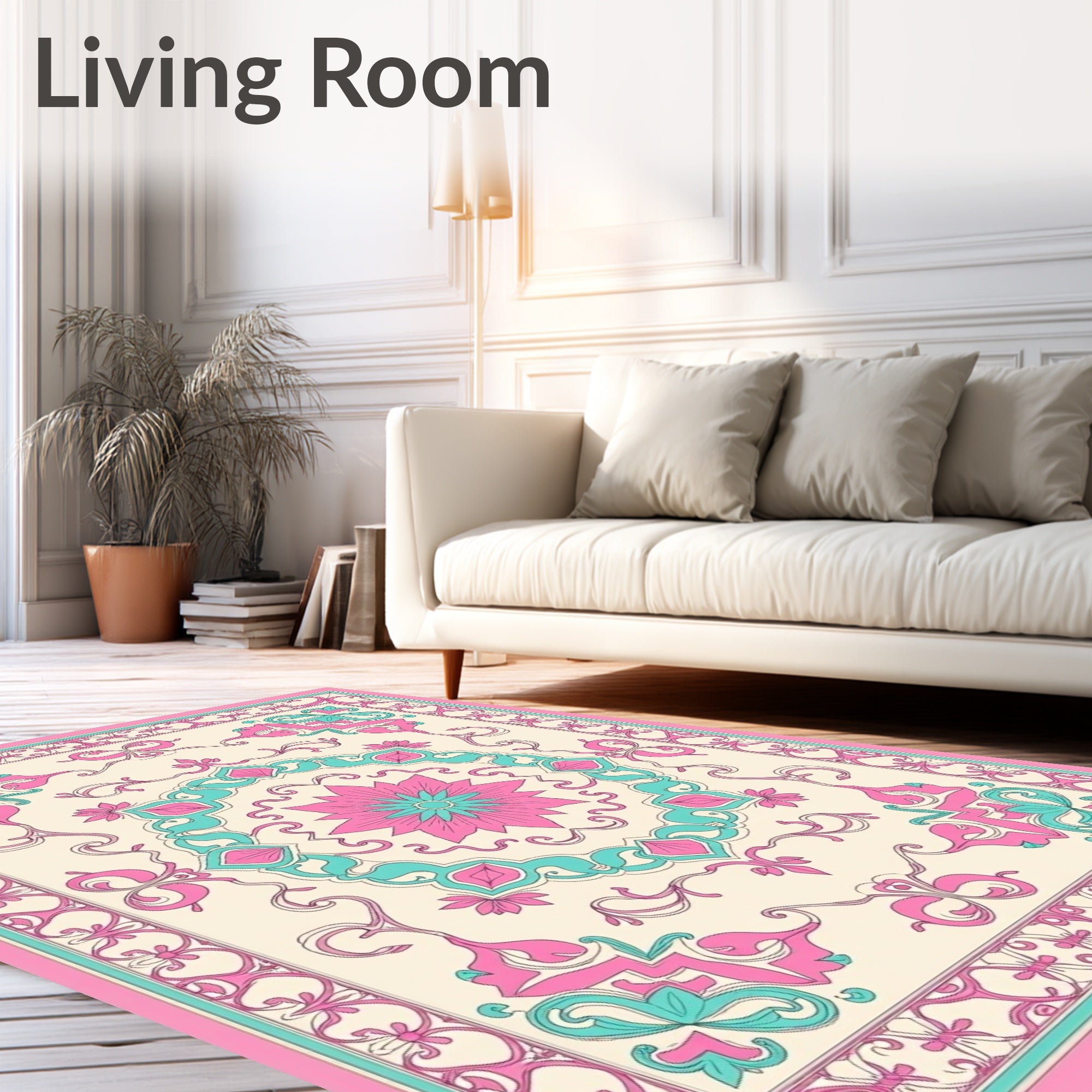 Ornate Floral Inlay Design Rug