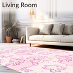 Whimsical Pink Cloud Pattern Design Rug
