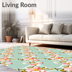Floral Geometric Pattern with Pink Blossoms Rug