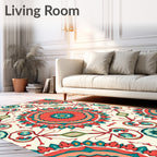 Mandala Inspired Exotic Floral Pattern Rug