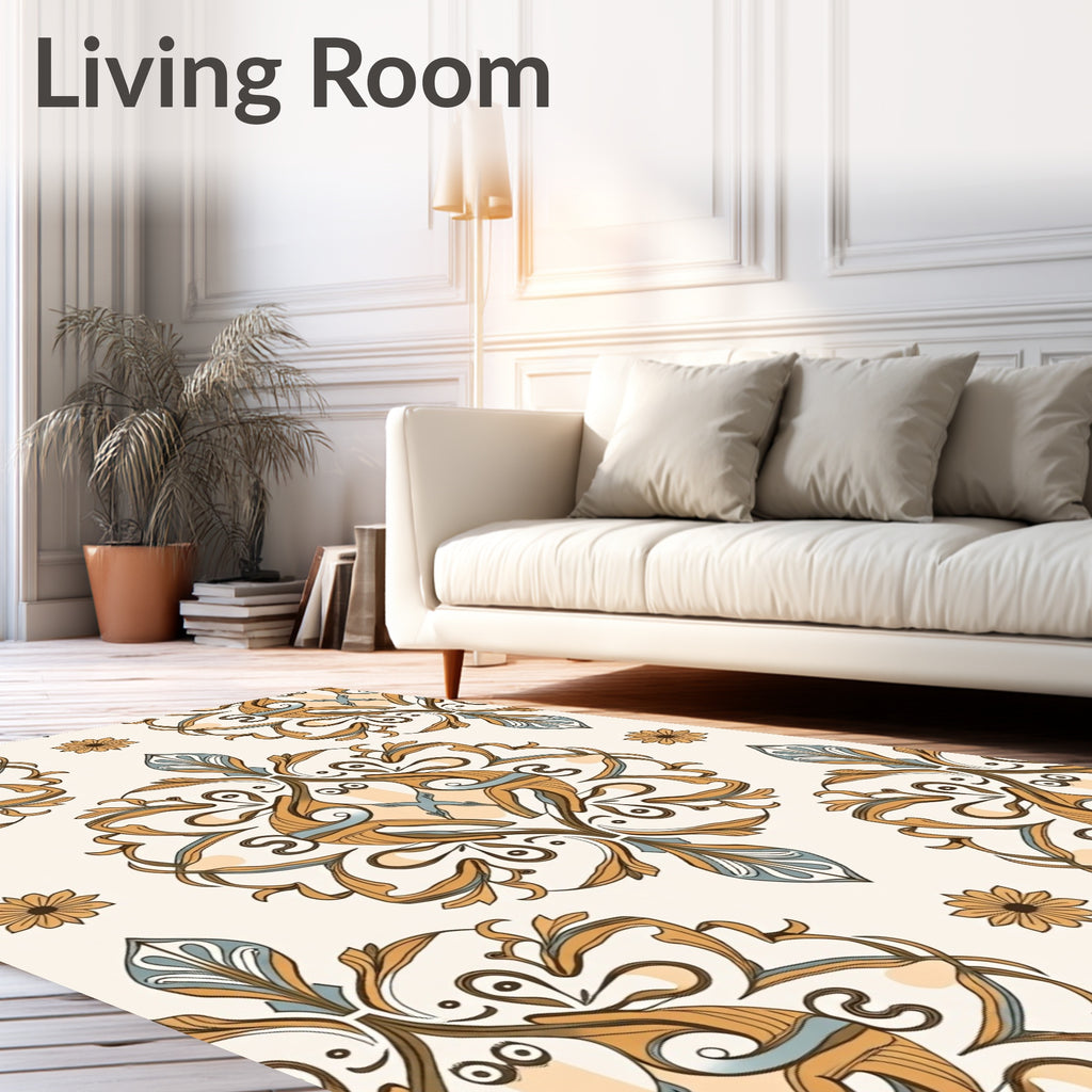 Vintage Floral Scrollwork Cream Rug