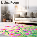 Pink Petal Bloom Field Pattern Rug