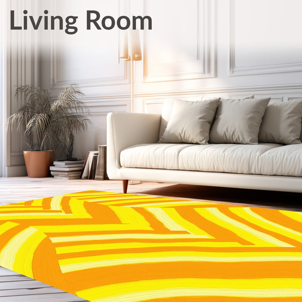 Sunny Orange Yellow Striped Pattern Rug