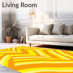 Sunny Orange Yellow Striped Pattern Rug