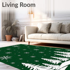 Winter Snowfall Evergreen Forest Design Rug