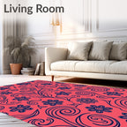 Coral Floral Swirl Pattern Rug