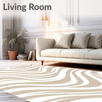 Abstract Swirl Tan White Pattern Rug