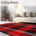 Classic Red Black Plaid Pattern Rug