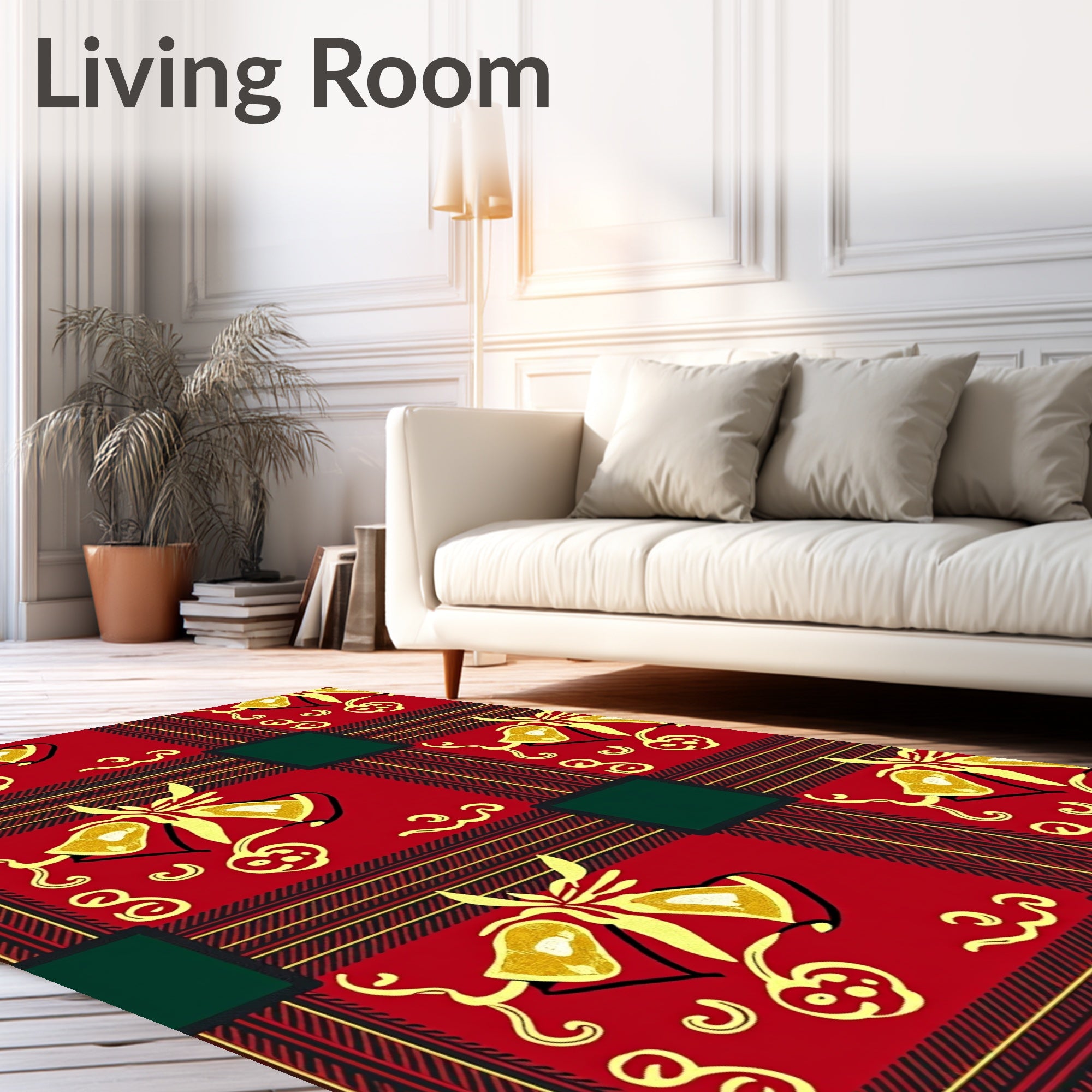Holiday Bell Patterned Plaid Rug