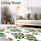 Classic Green Berry Branch Pattern Rug