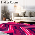 Vivid Pink Geometric Chevron Rug