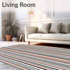 Striped Red White Black Pattern Rug