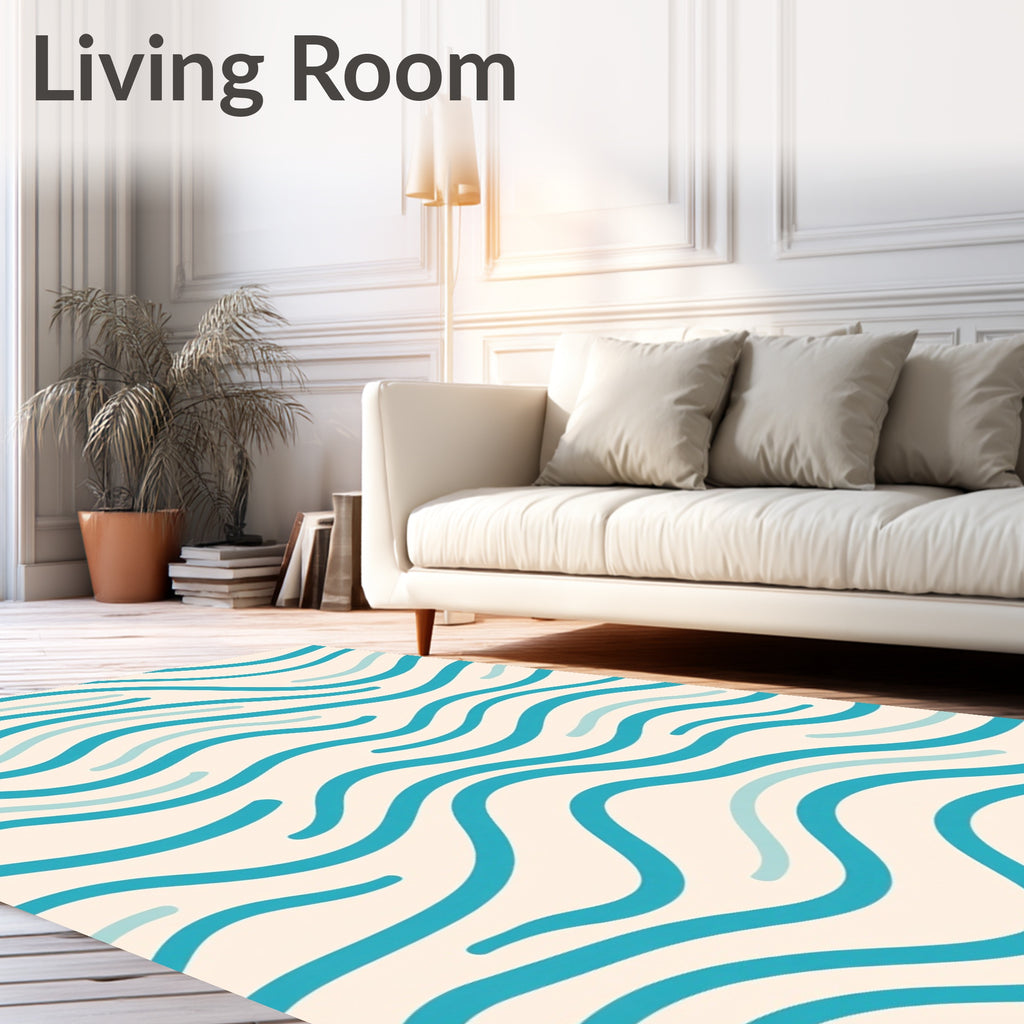 Aqua Wave Pattern Rug