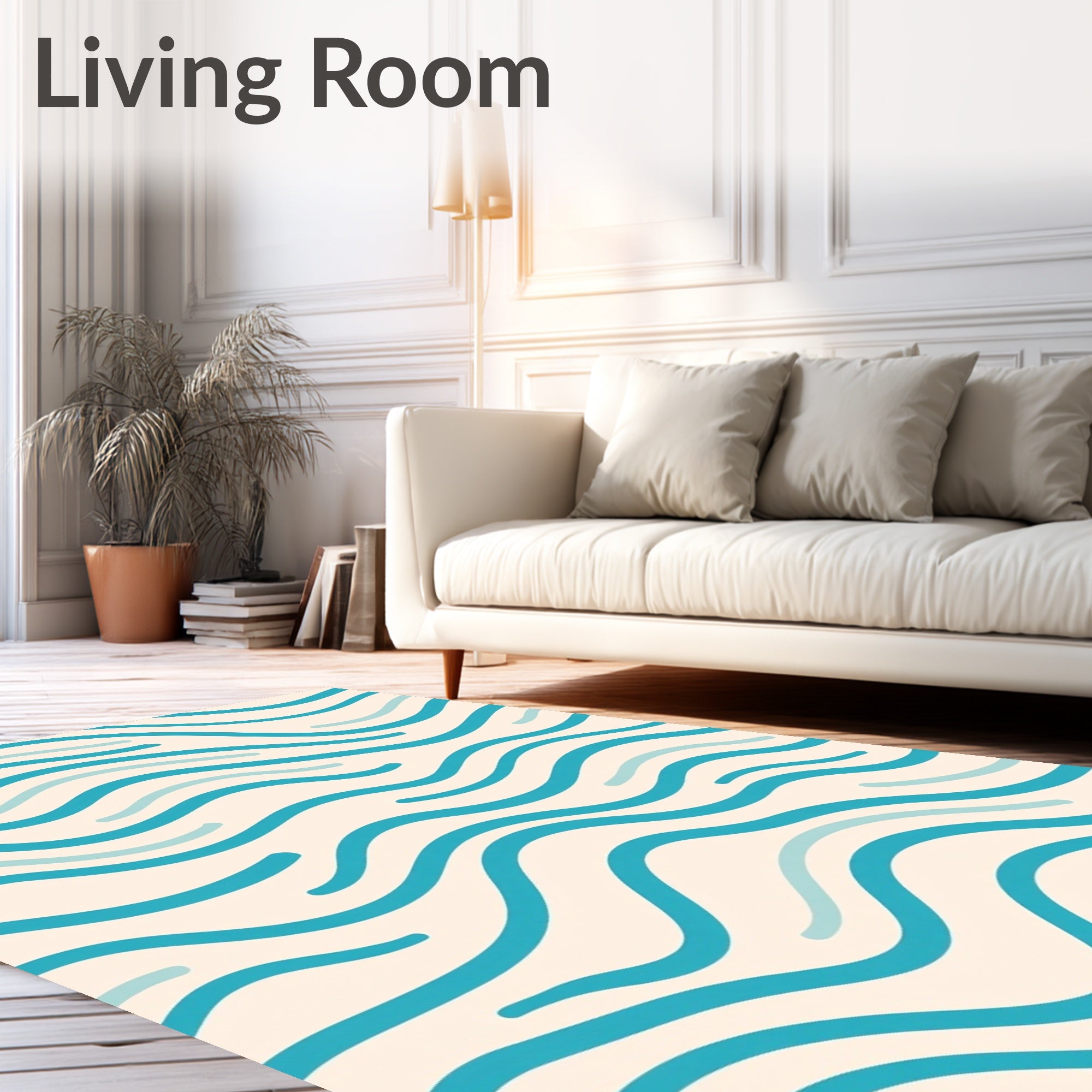 Aqua Wave Pattern Rug