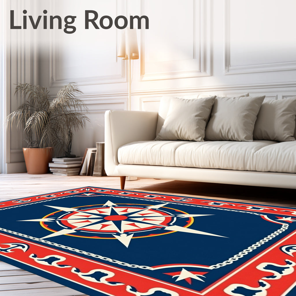 Nautical Compass Star Pattern Rug