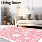 Pink Snowflake Scatter Winter Wonderland Rug