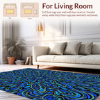 Abstract Blue Swirls Organic Pattern Rug