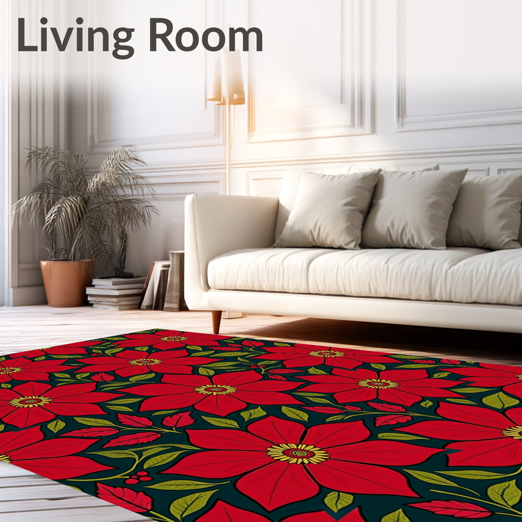 Bold Red Floral Art Nouveau Rug
