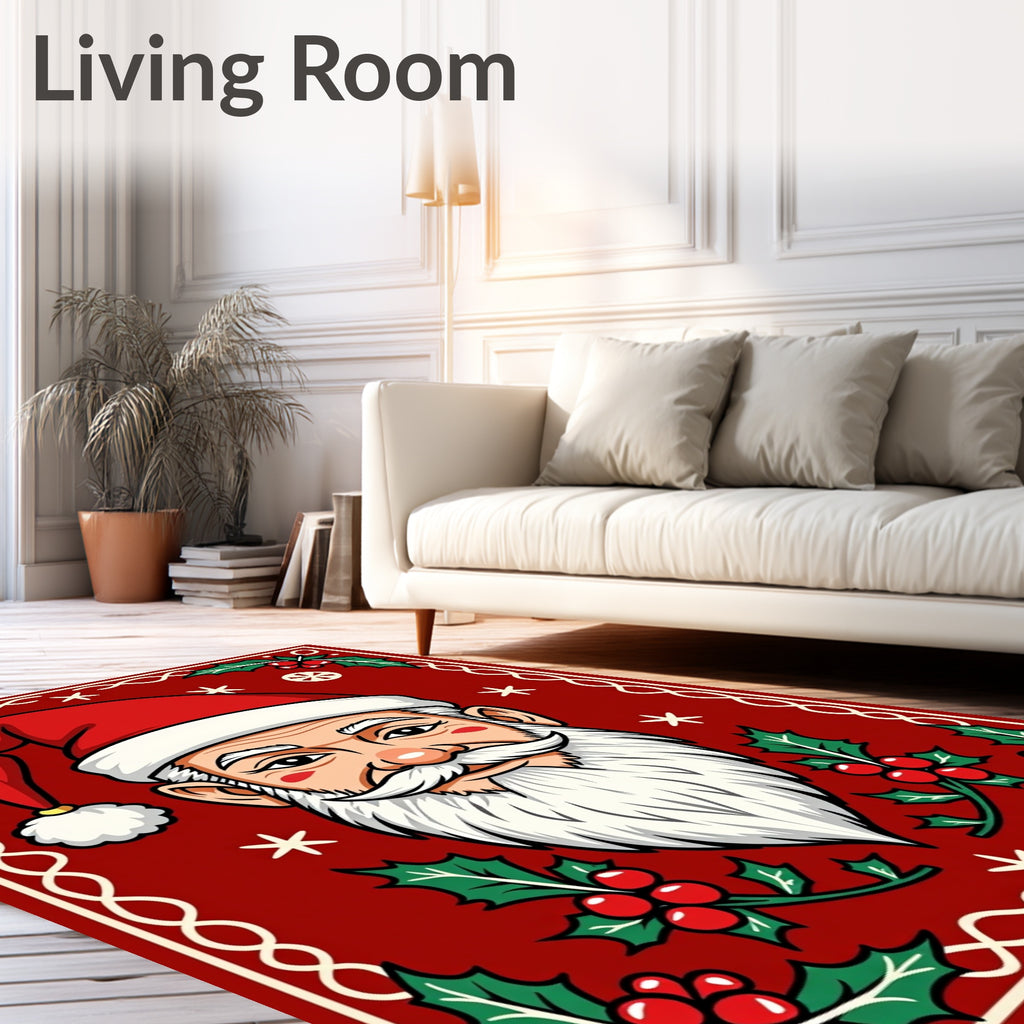 Jolly Santa Holly Patterned Rug