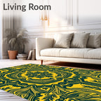 Stylized Yellow Dark Green Art Nouveau Rug