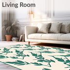 Green Leaf Patterned Natural Style Rug