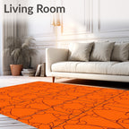 Abstract Orange And Black Geometric Pattern Rug