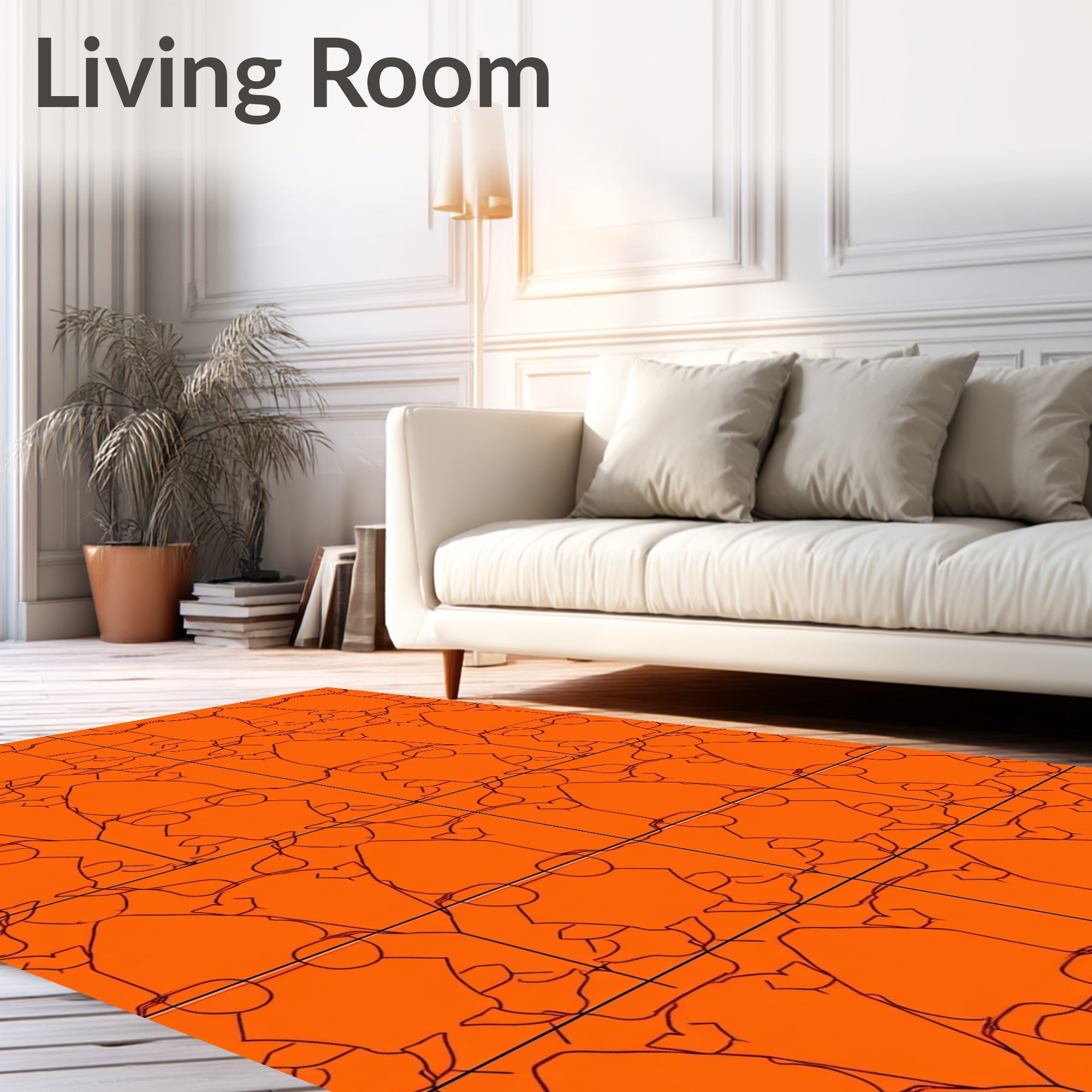 Abstract Orange And Black Geometric Pattern Rug