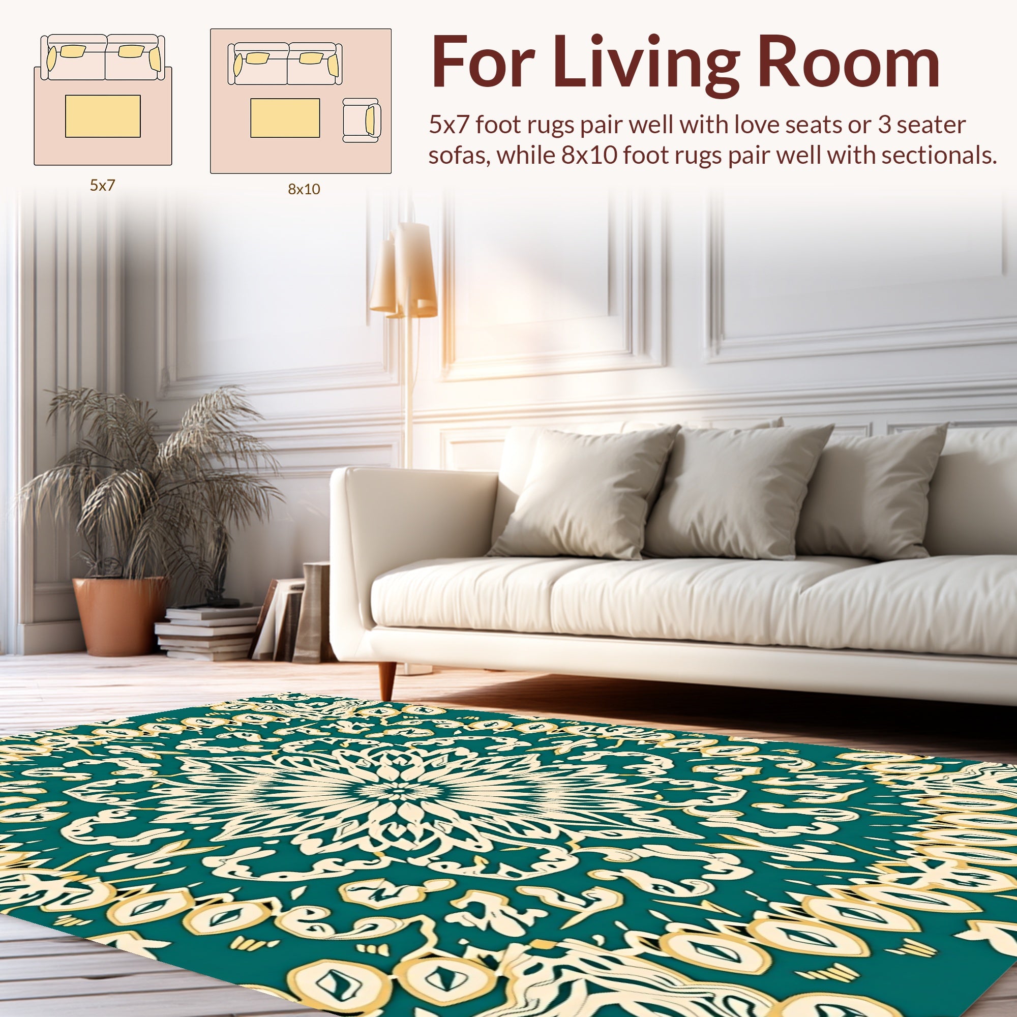 Mandala Inspired Floral Design Rug