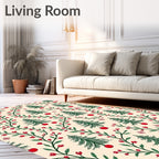 Christmas Tree Berry Vine Pattern Rug
