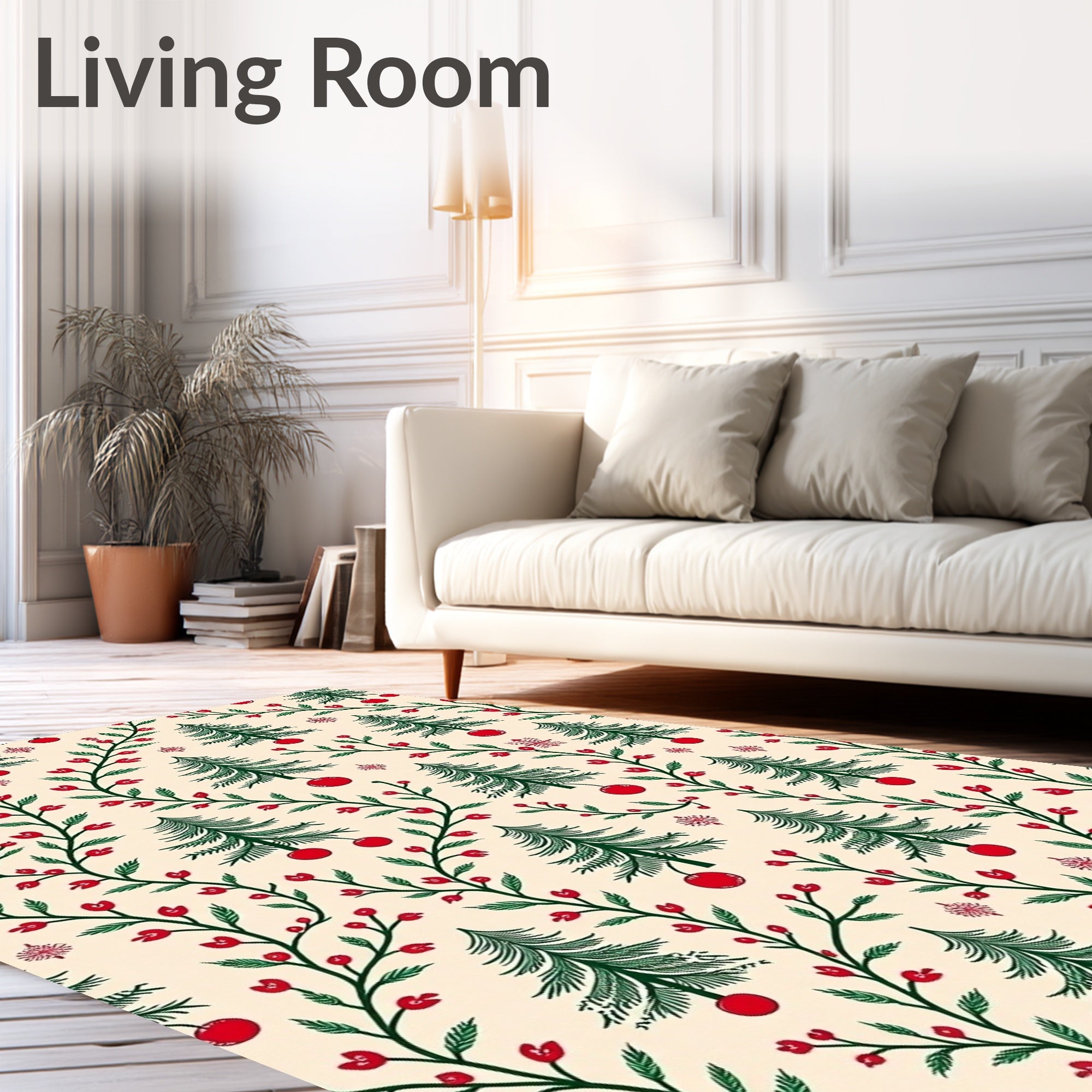 Christmas Tree Berry Vine Pattern Rug