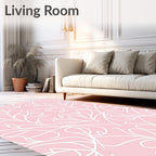 Delicate White Swirl Floral Pattern Rug