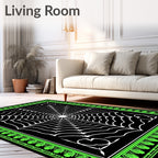 Striking Black White Spiderweb Jewel Rug