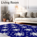 Deep Blue White Snowflake Medallion Harmony Rug