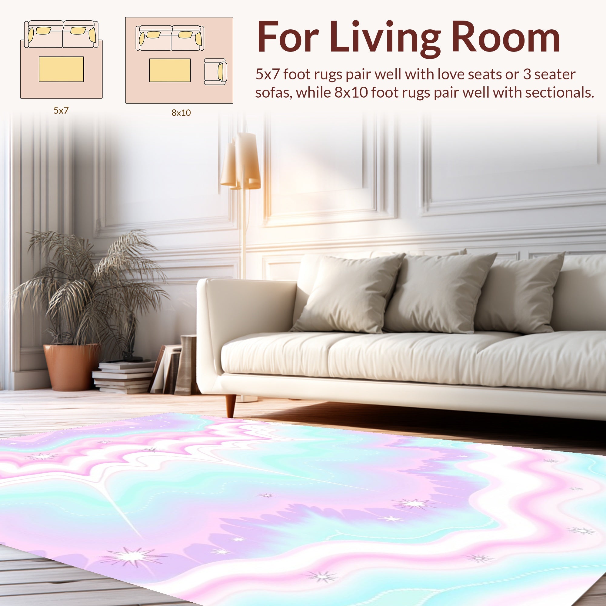 Pastel Swirls Starburst Pattern Rug