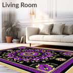 Vibrant Purple Yellow Mandala Pattern Rug