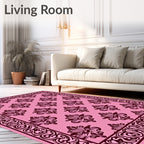 Ornate Floral Pattern Border Rug