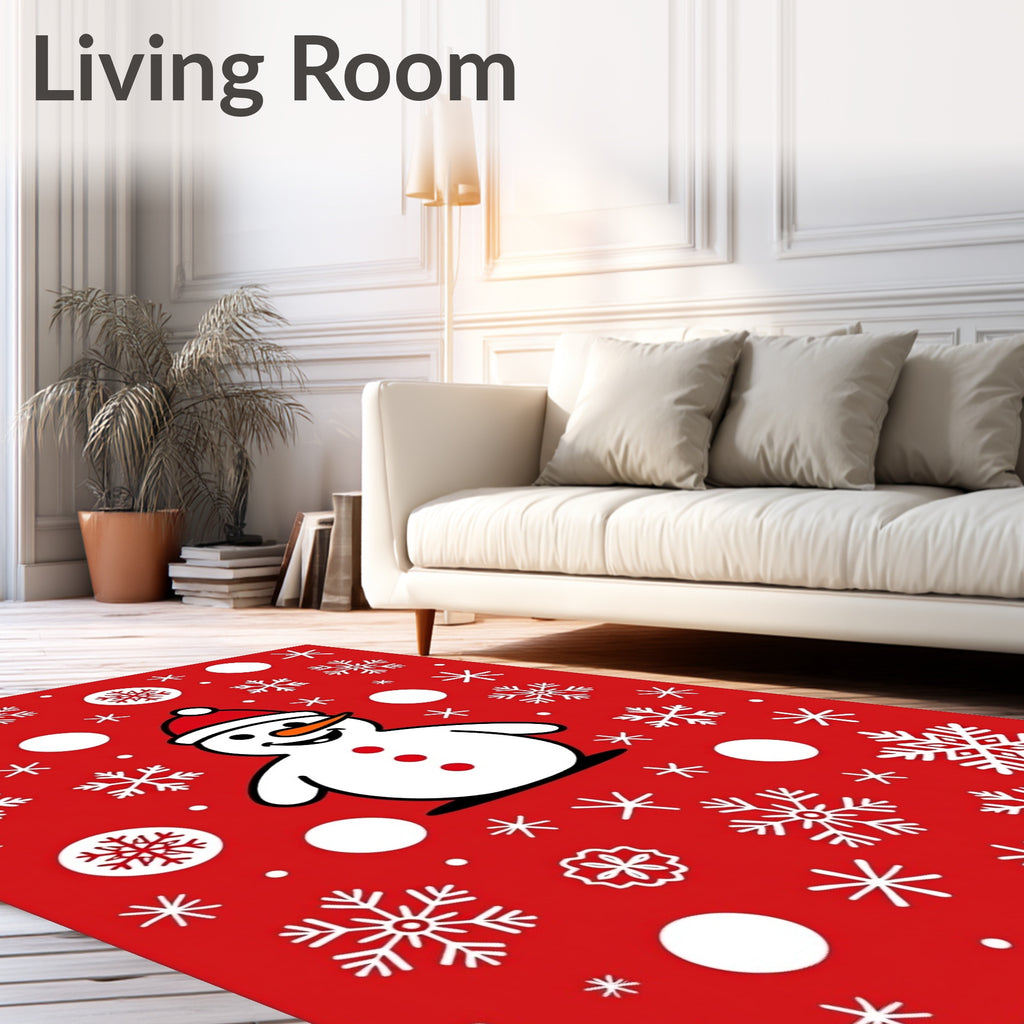 Snowman Snowflakes Festive Pattern Rug