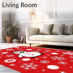 Snowman Snowflakes Festive Pattern Rug